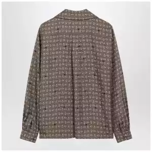 Max Mara Printed silk shirt in mud colour