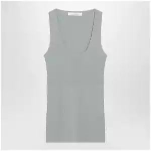 Max Mara Sleeveless ribbed top in sage green technical yarn
