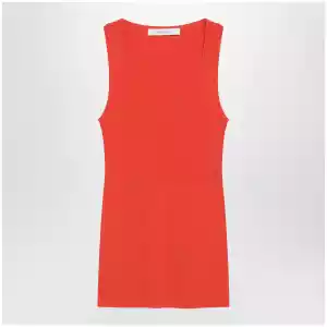 Max Mara Coral red ribbed technical yarn top