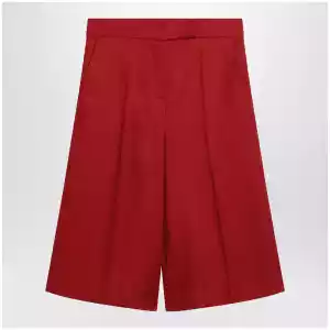 Max Mara Red linen bermuda shorts