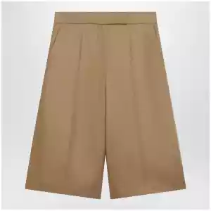 Max Mara Sand-colored linen bermuda shorts