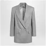 Max Mara Olimpia double-breasted chevron linen blazer in beige