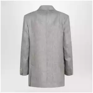 Max Mara Olimpia double-breasted chevron linen blazer in beige