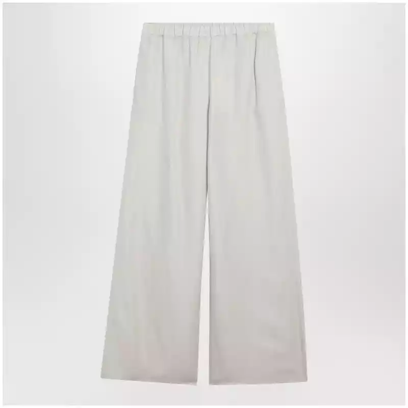 Max Mara Wide-leg linen and silk twill trousers in beige
