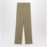 Max Mara Wide-leg trousers in camel wool and silk poplin