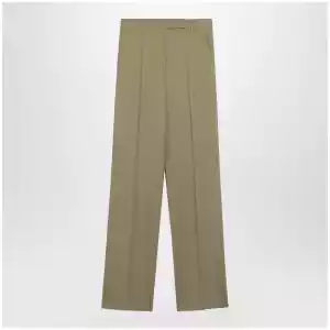 Max Mara Wide-leg trousers in camel wool and silk poplin