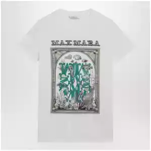 Max Mara Optical white cotton jersey T-shirt with front print