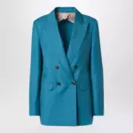 Max Mara Turquoise wool-blend double-breasted jacket