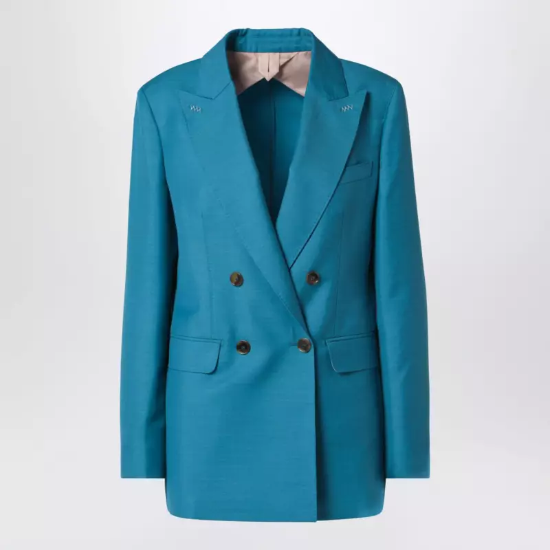 Max Mara Turquoise wool-blend double-breasted jacket