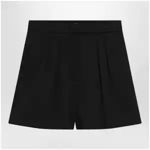 Max Mara Black stretch cotton satin shorts