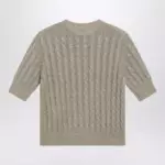 Max Mara Cable-knit linen crewneck sweater in brown
