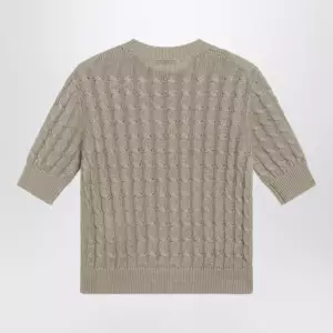 Max Mara Cable-knit linen crewneck sweater in brown