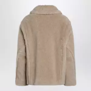 Max Mara Light beige alpaca and wool teddy cropped coat