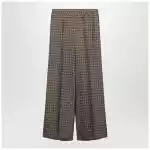 Max Mara Mud-coloured printed silk trousers