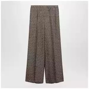 Max Mara Mud-coloured printed silk trousers