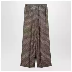 Max Mara Mud-coloured printed silk trousers
