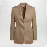 Max Mara Semi-fitted single-breasted blazer in beige linen