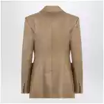 Max Mara Semi-fitted single-breasted blazer in beige linen