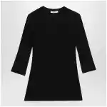 Max Mara Ribbed crewneck sweater in crêpe viscose, black