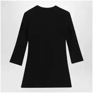 Max Mara Ribbed crewneck sweater in crêpe viscose, black
