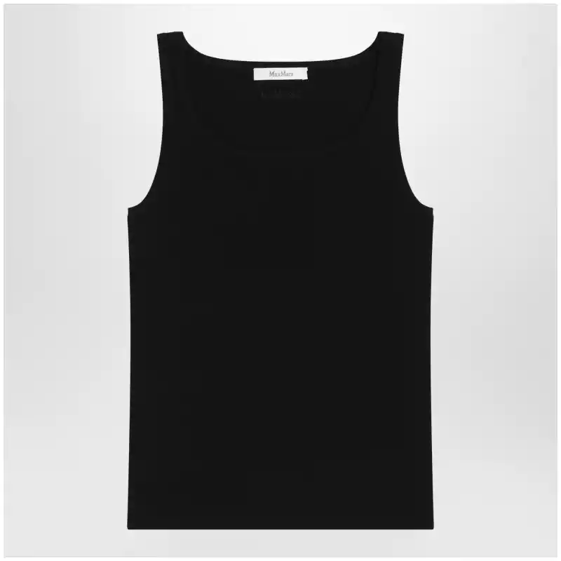 Max Mara Sleeveless viscose crêpe knit top in black
