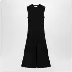 Max Mara Midi fit-and-flare ribbed viscose crêpe dress in black