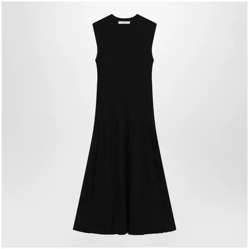 Max Mara Midi fit-and-flare ribbed viscose crêpe dress in black