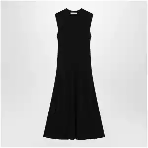 Max Mara Midi fit-and-flare ribbed viscose crêpe dress in black