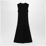 Max Mara Midi fit-and-flare ribbed viscose crêpe dress in black