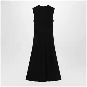 Max Mara Midi fit-and-flare ribbed viscose crêpe dress in black