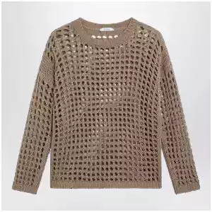 Max Mara Cotton mesh long-sleeve sweater in Desert