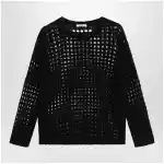 Max Mara Cotton mesh long-sleeve sweater in Black
