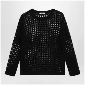 Max Mara Cotton mesh long-sleeve sweater in Black
