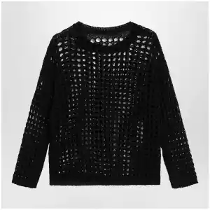 Max Mara Cotton mesh long-sleeve sweater in Black