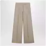 Max Mara Regular-fit linen natté trousers in sand