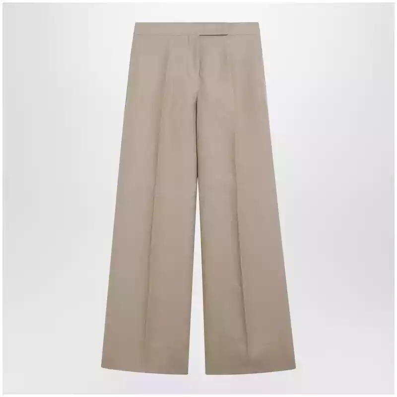 Max Mara Regular-fit linen natté trousers in sand