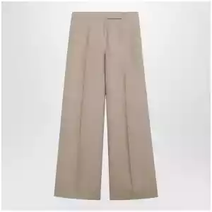 Max Mara Regular-fit linen natté trousers in sand