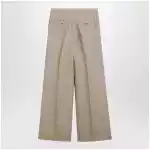 Max Mara Regular-fit linen natté trousers in sand