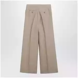 Max Mara Regular-fit linen natté trousers in sand