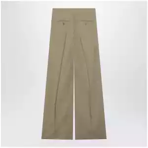 Max Mara Wide-leg trousers in sand-colored wool and silk poplin