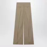 Max Mara Wide-leg trousers in sand-colored wool and silk poplin