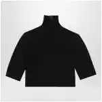 Max Mara Cropped turtleneck sweater in stretch viscose, black