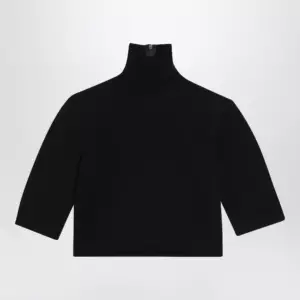Max Mara Cropped turtleneck sweater in stretch viscose, black