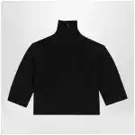 Max Mara Cropped turtleneck sweater in stretch viscose, black