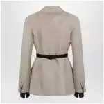 Max Mara Double-breasted pure linen blazer in camel
