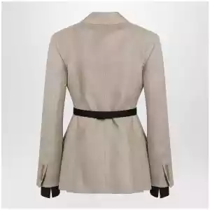 Max Mara Double-breasted pure linen blazer in camel