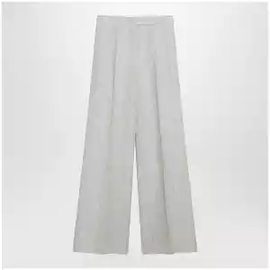 Max Mara Wide-leg trousers in brown/grey linen drill