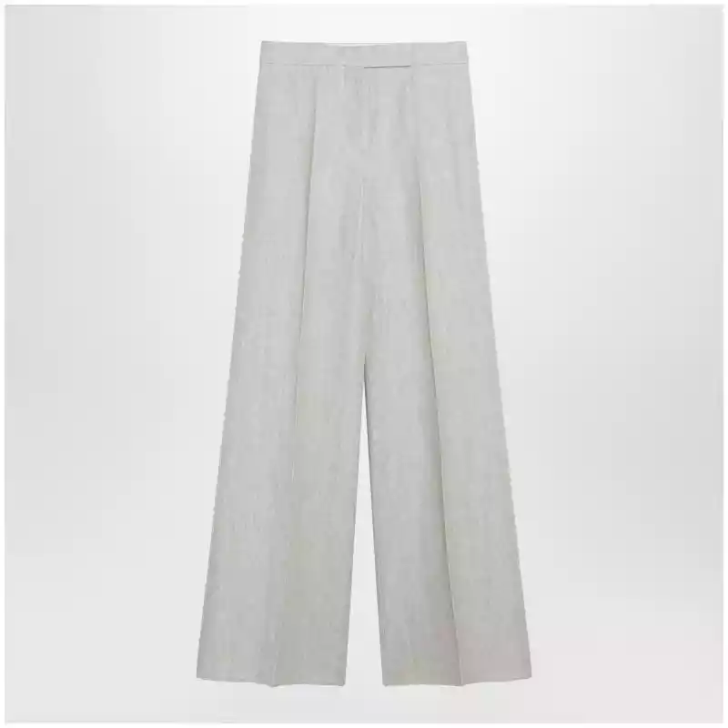 Max Mara Wide-leg trousers in brown/grey linen drill