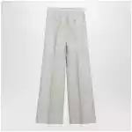 Max Mara Wide-leg trousers in brown/grey linen drill