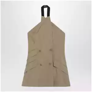 Max Mara Sleeveless jacket in sand-colored wool and silk poplin